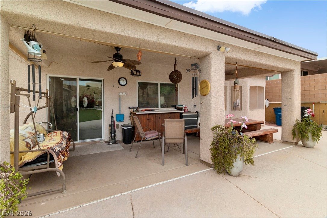 2516 Morrow Ridge Place Laughlin, NV 89029 - Photo 53 of 93 View of patio featuring a ceiling fan and a jacuzzi