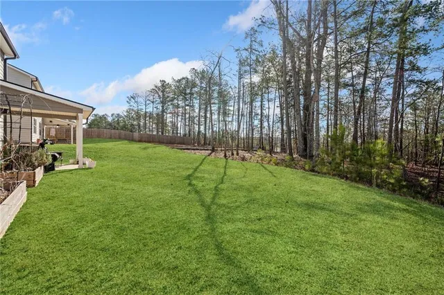 a view of a garden with a slide