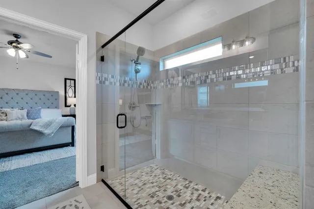 a bathroom with a shower