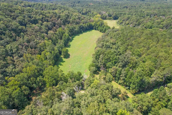 a view of a lake and green valley