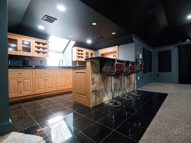 a kitchen with lots of counter top space
