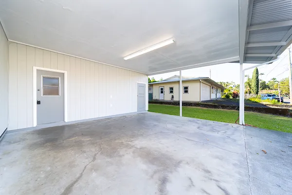 a view of a room with garage