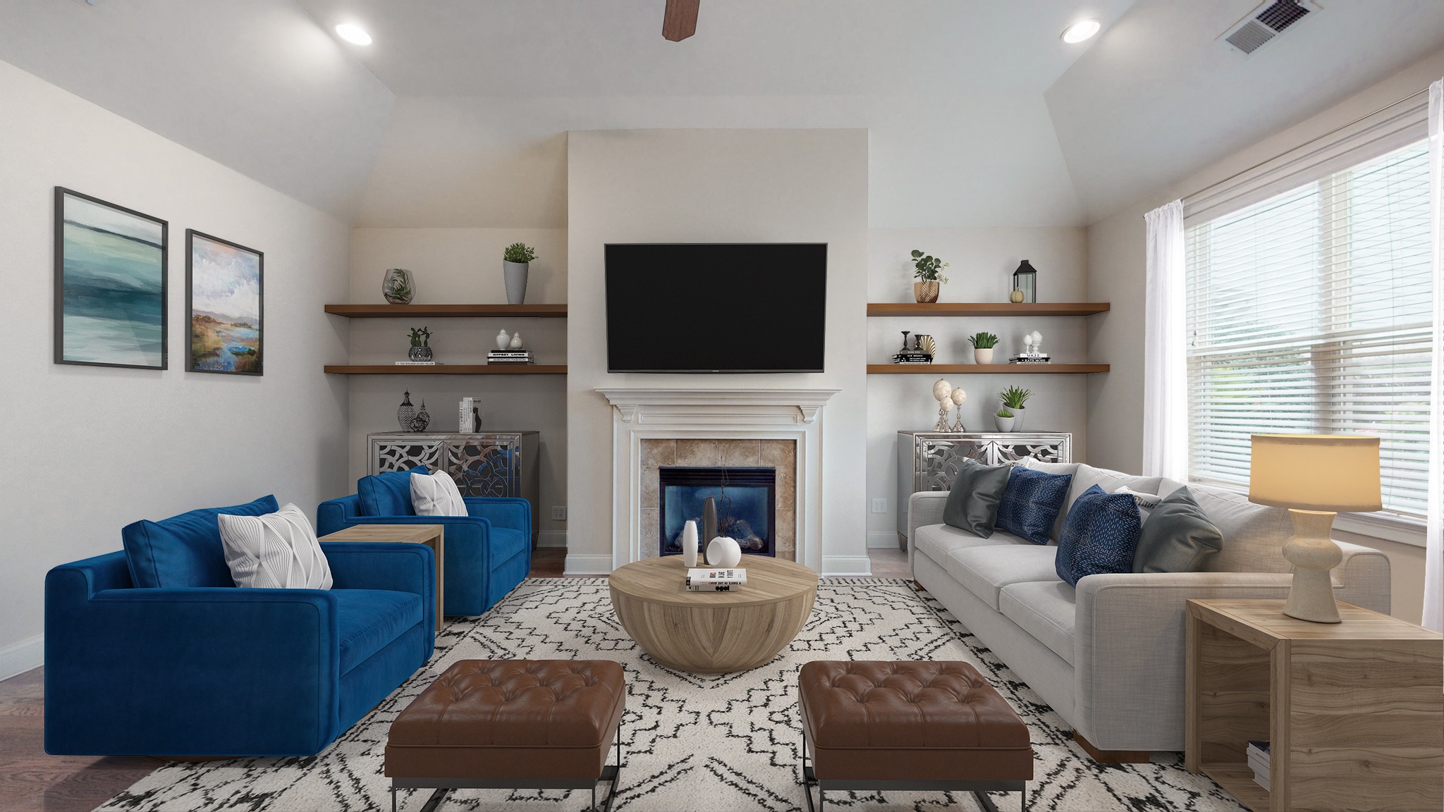 718 Pearre Springs Way Franklin, TN 37064 - Photo 6 of 46 a living room with furniture a fireplace and a flat screen tv