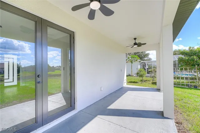 a view of an entryway with a garden