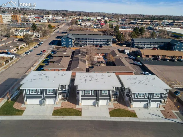 an aerial view of a city