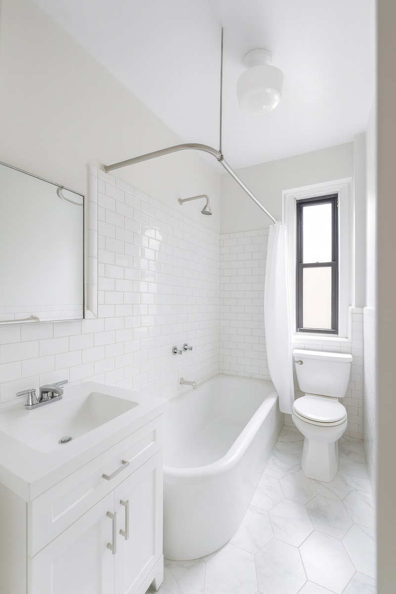 Undisclosed Address Manhattan, NY 10021 - Photo 5 of 7 a bathroom with a bathtub shower sink vanity mirror and toilet