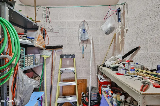 a view of storage and utility room with stuff