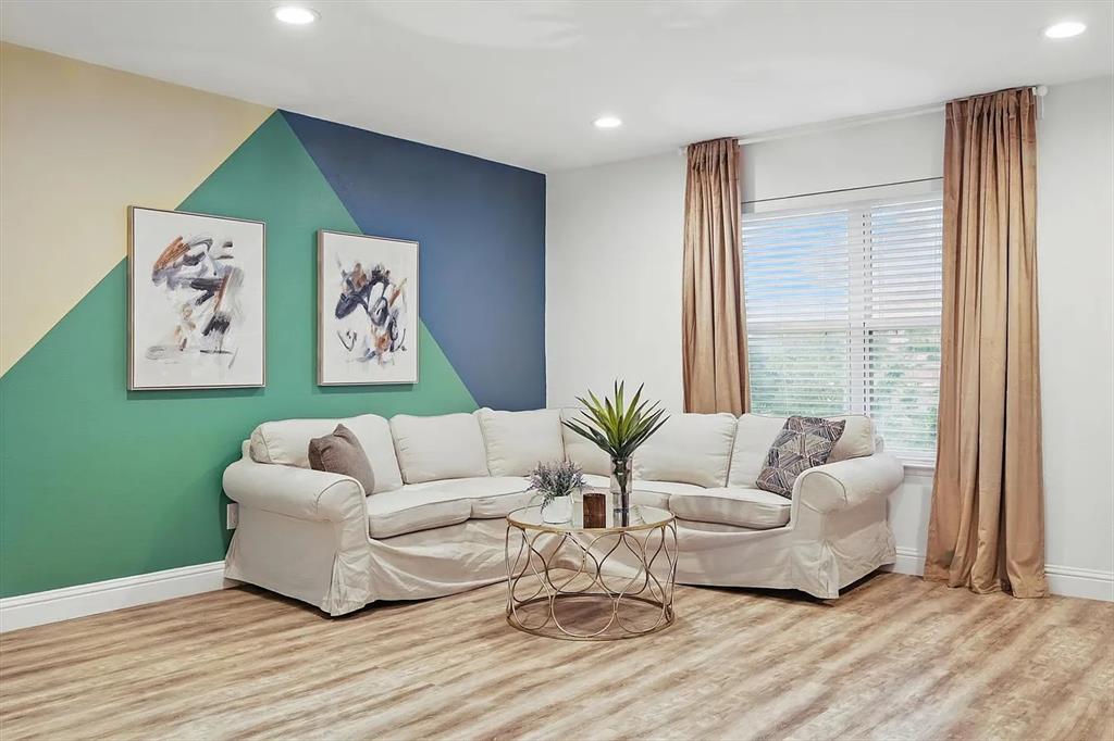 8083 Meadow Road, Unit 265 Dallas, TX 75231 - Photo 10 of 22 Living room featuring wood finished floors and recessed lighting