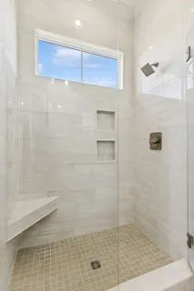 a bathroom with a shower