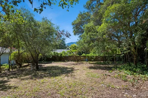 a backyard of a house with lots of green space