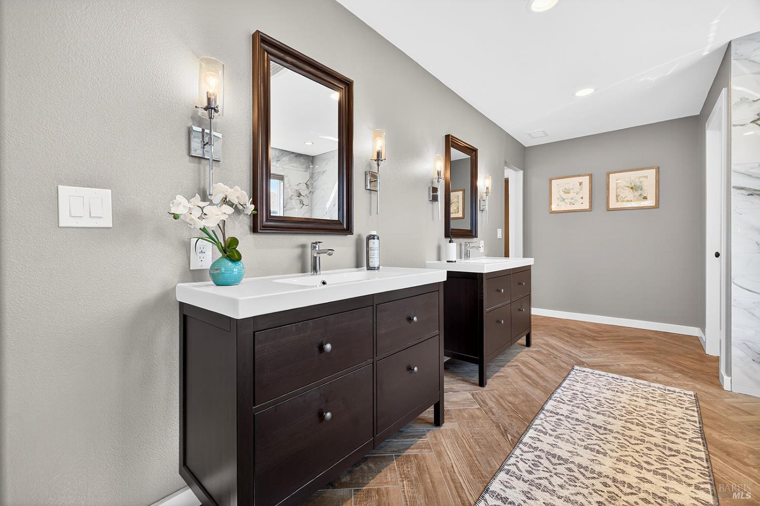 4720 Granada Drive Santa Rosa, CA 95409 - Photo 39 of 68 a spacious bathroom with a double vanity sink and a mirror