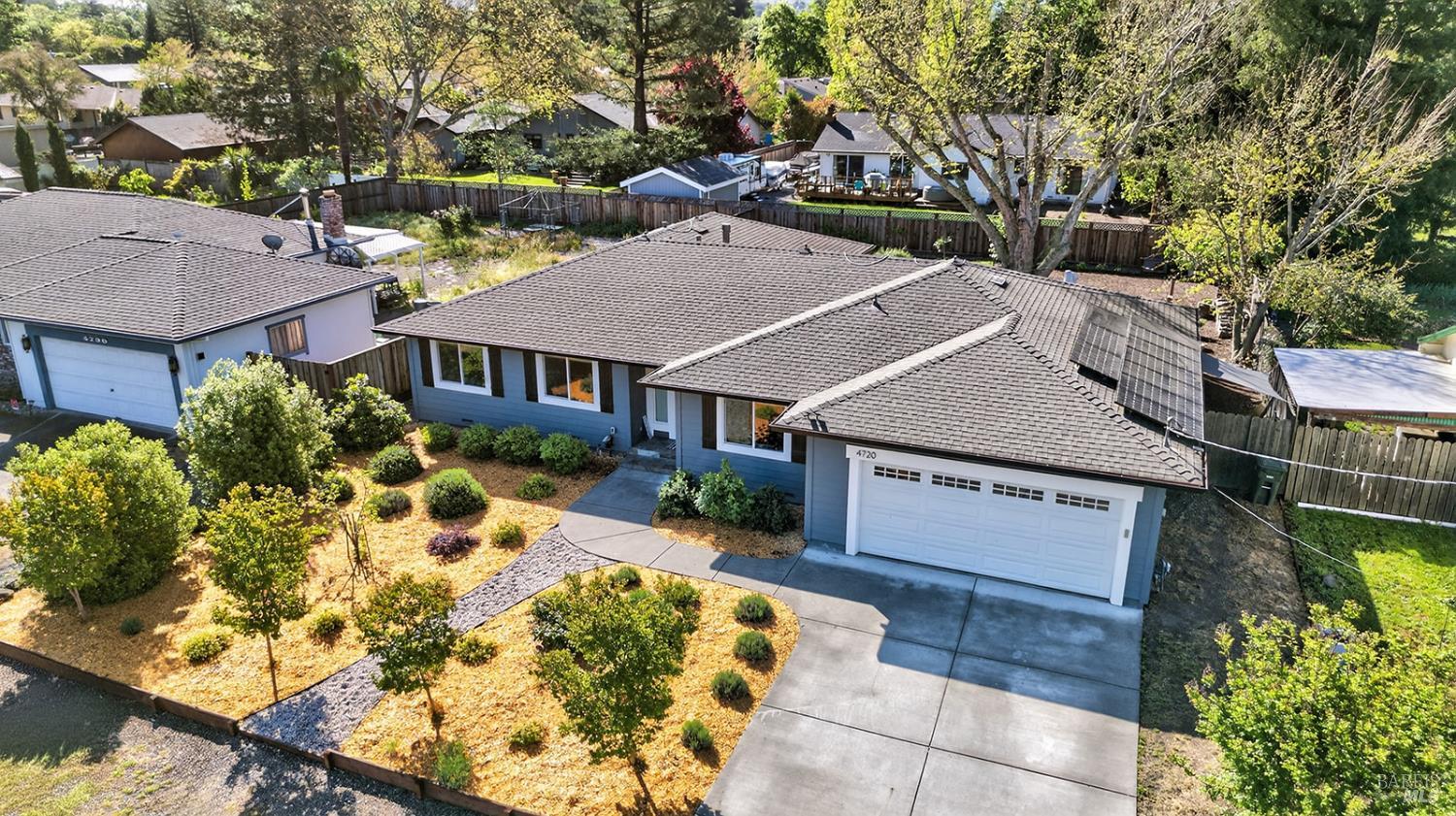 4720 Granada Drive Santa Rosa, CA 95409 - Photo 64 of 68 a aerial view of a house with large trees