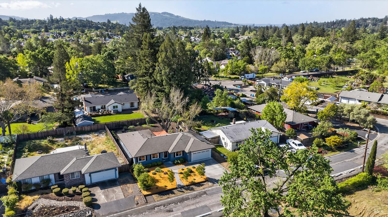 4720 Granada Drive Santa Rosa, CA 95409 - Photo 66 of 68 an aerial view of residential houses with outdoor space and swimming pool