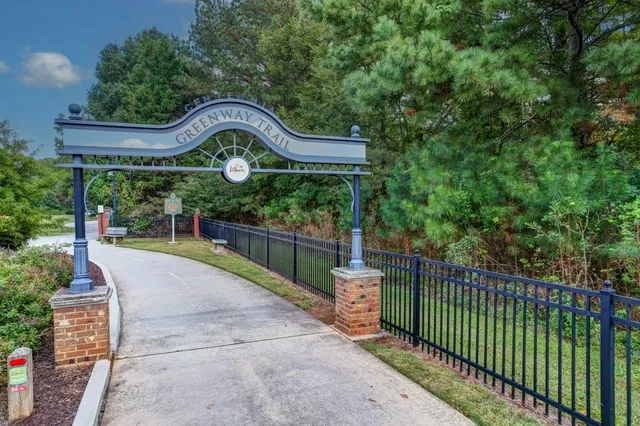 an outdoor space with furniture