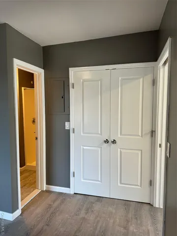 an empty room with windows