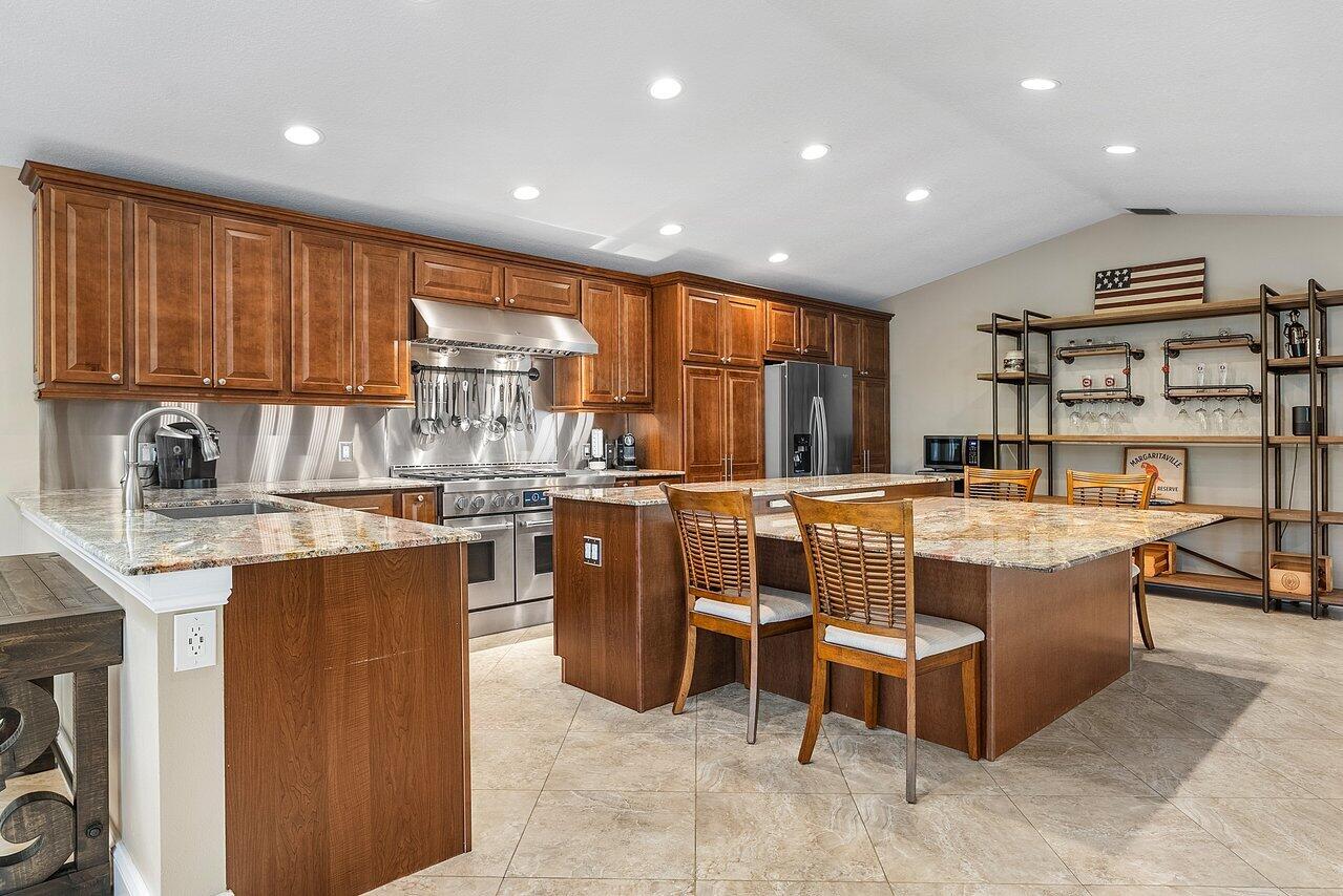 a kitchen with counter top space