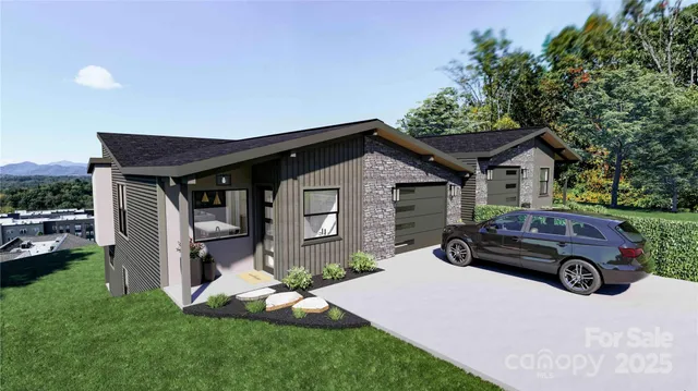 a car parked in front of a house