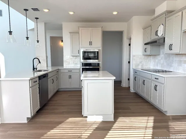 a kitchen with appliances cabinets and a sink