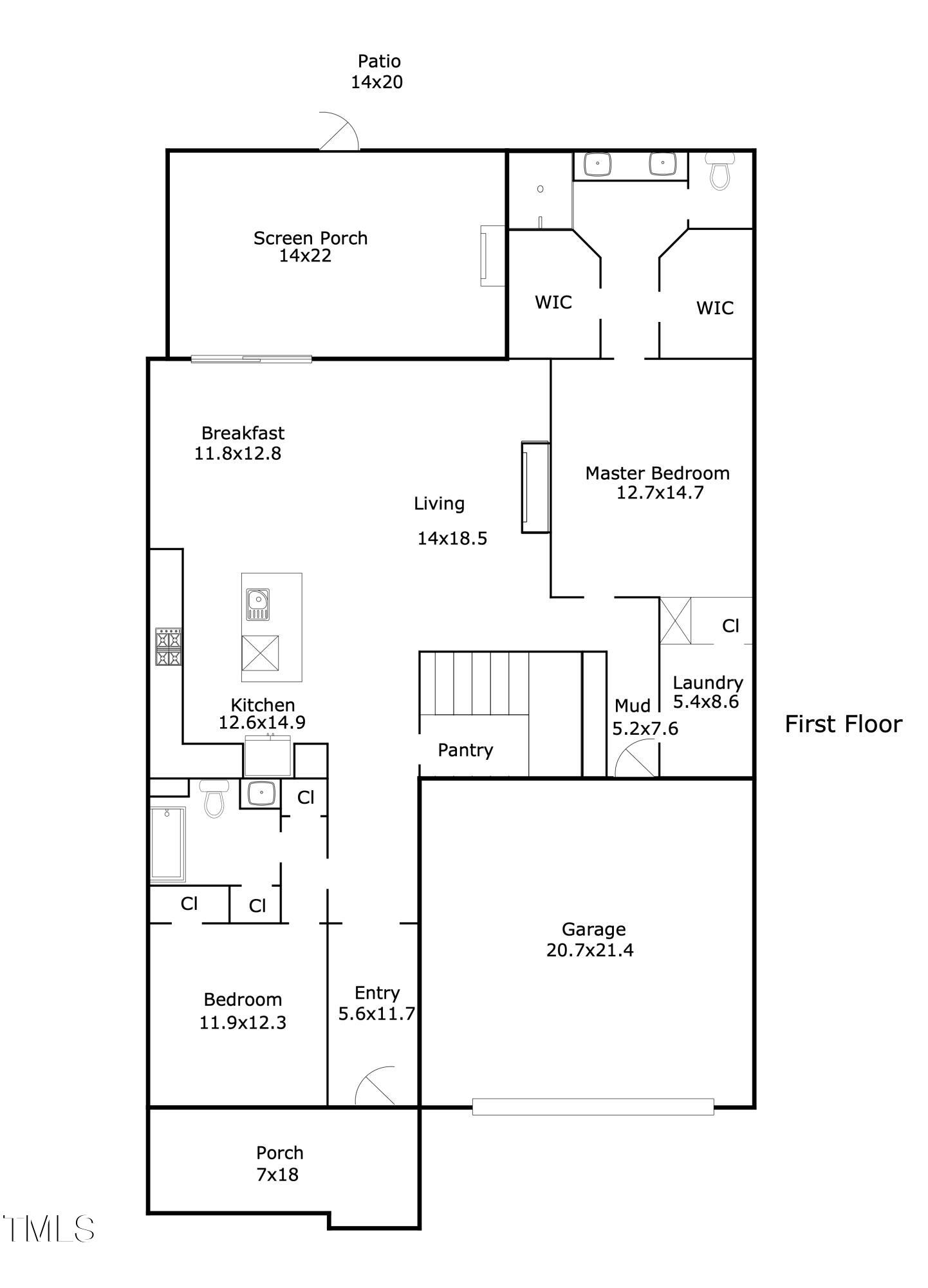 48 Post Oak Road Chapel Hill, NC 27516 - Photo 6 of 66 1st Floor Layout