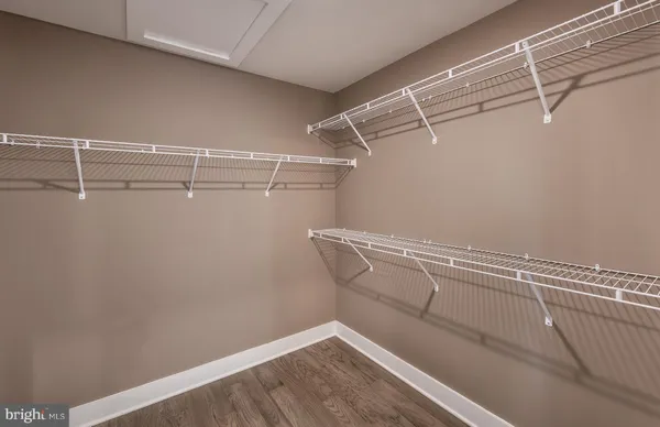a view of a room with racks on the wall