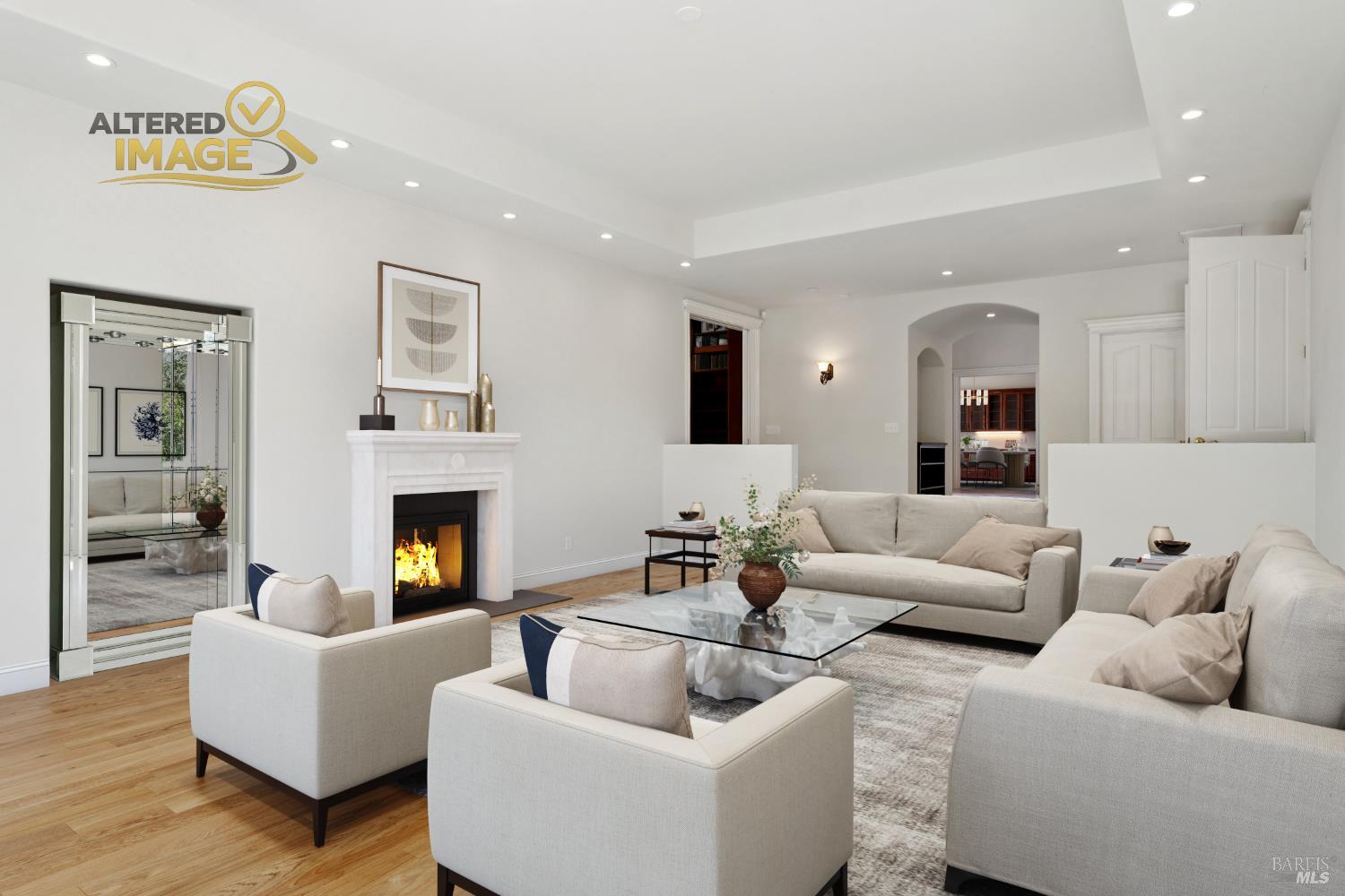 5151 Wild Horse Valley Road Napa, CA 94558 - Photo 12 of 83 a living room with furniture and a fireplace