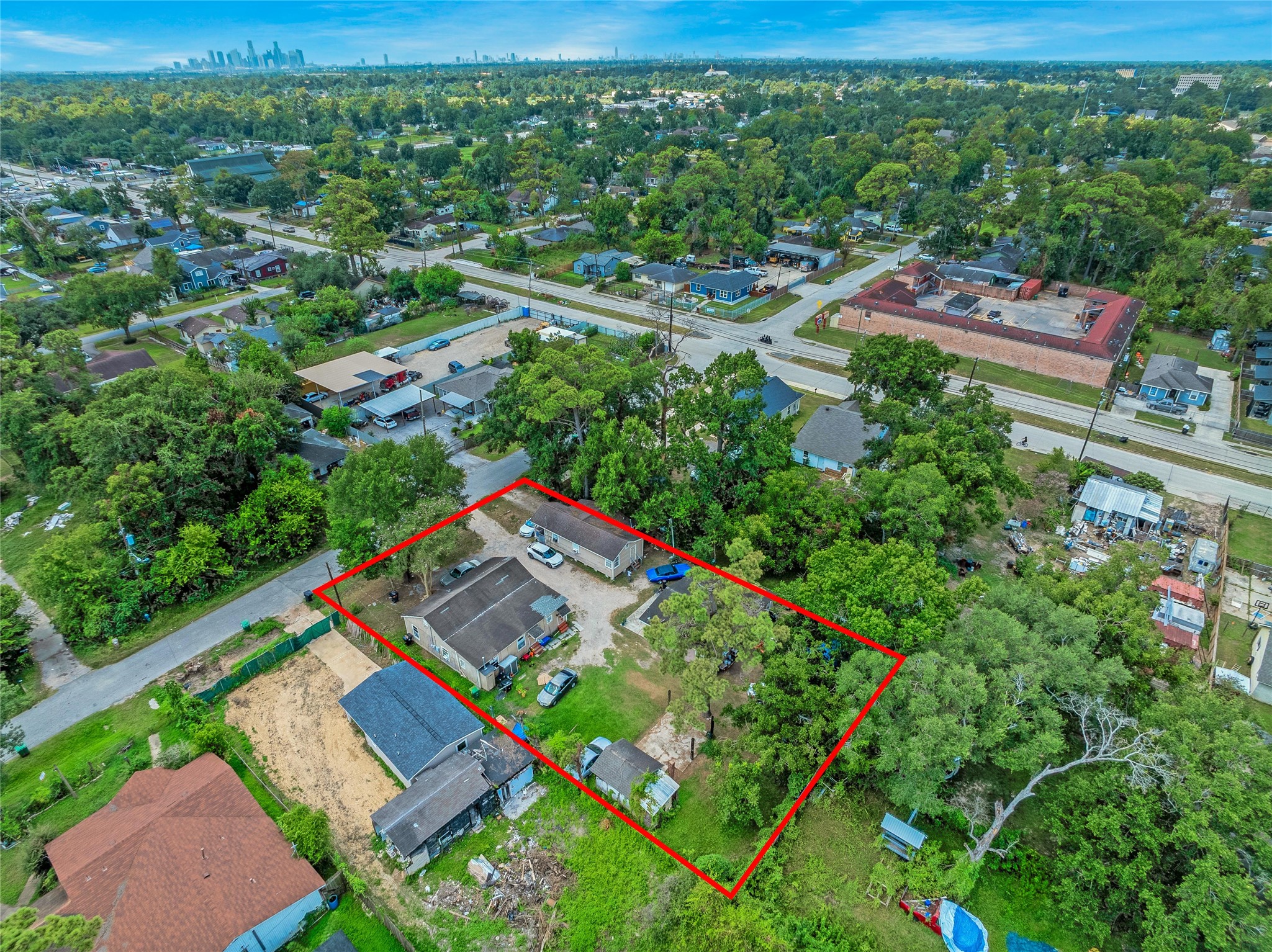 an aerial view of multiple house