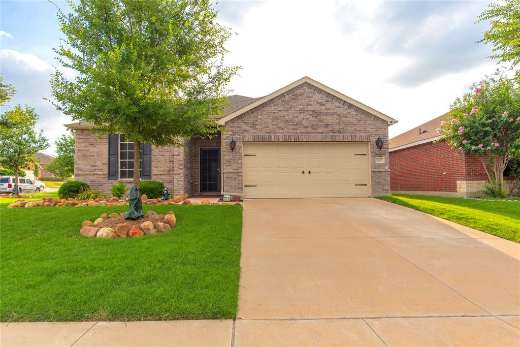 a front view of house with a garden