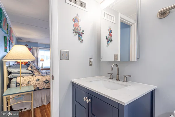 an aerial view of a building with outdoor space