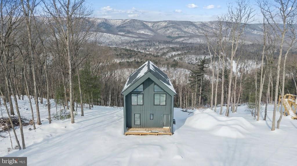 a view of a house with a yard and potted plants