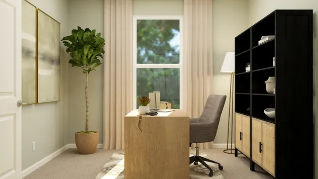 a view of a balcony with chair and floor to ceiling window