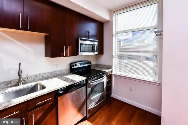 a view of a balcony with a large window