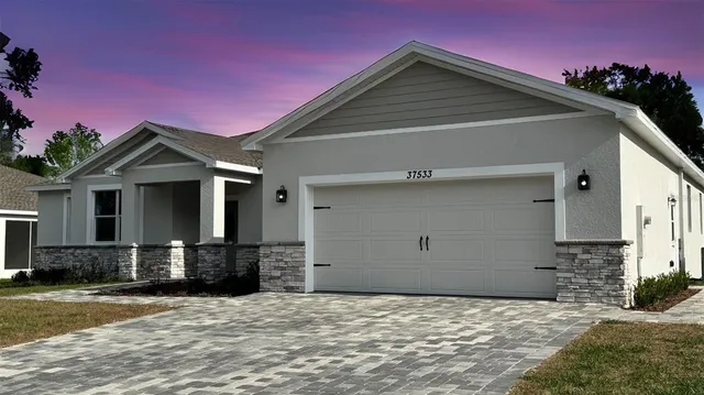 a view of a garden with swimming pool