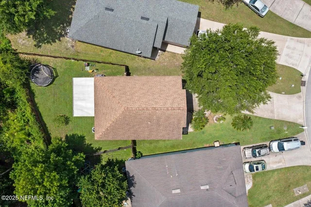 an aerial view of a house
