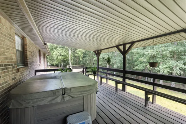 an outdoor view with patio