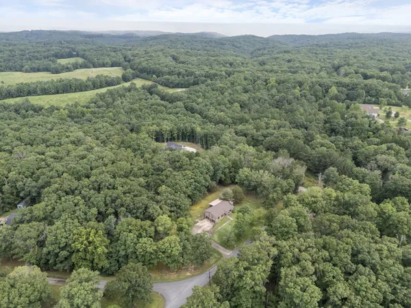a view of a lake with a city