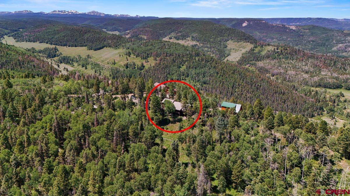 220 Ridge Road Cimarron, CO 81220 - Photo 7 of 45 an aerial view of a house with a mountain in the background