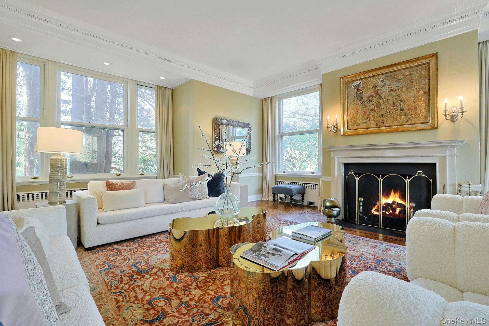 34 Park Road Scarsdale, NY 10583 - Photo 6 of 49 a living room with furniture large window and a fireplace
