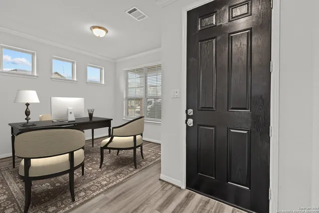 a living room with furniture