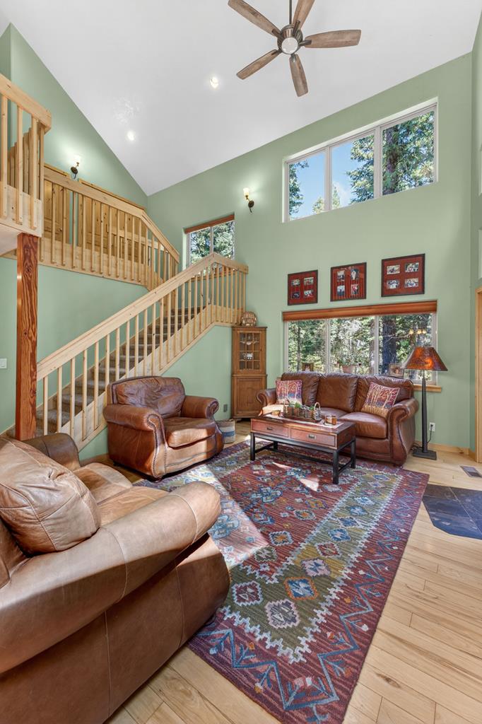 31 Eagle Trail Cascade, ID 83611 - Photo 23 of 50 The Staricase to the loft, The vaulted ceiling in the great room brings great natural light.