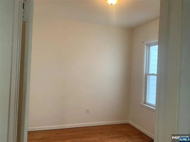 a view of a small space with a window