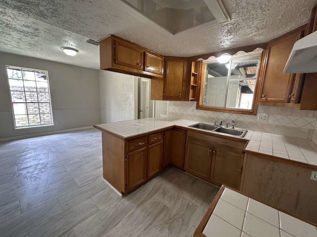 6523 Hanley Lane Houston, TX 77016 - Photo 4 of 17 a kitchen with granite countertop a sink and a stove top oven