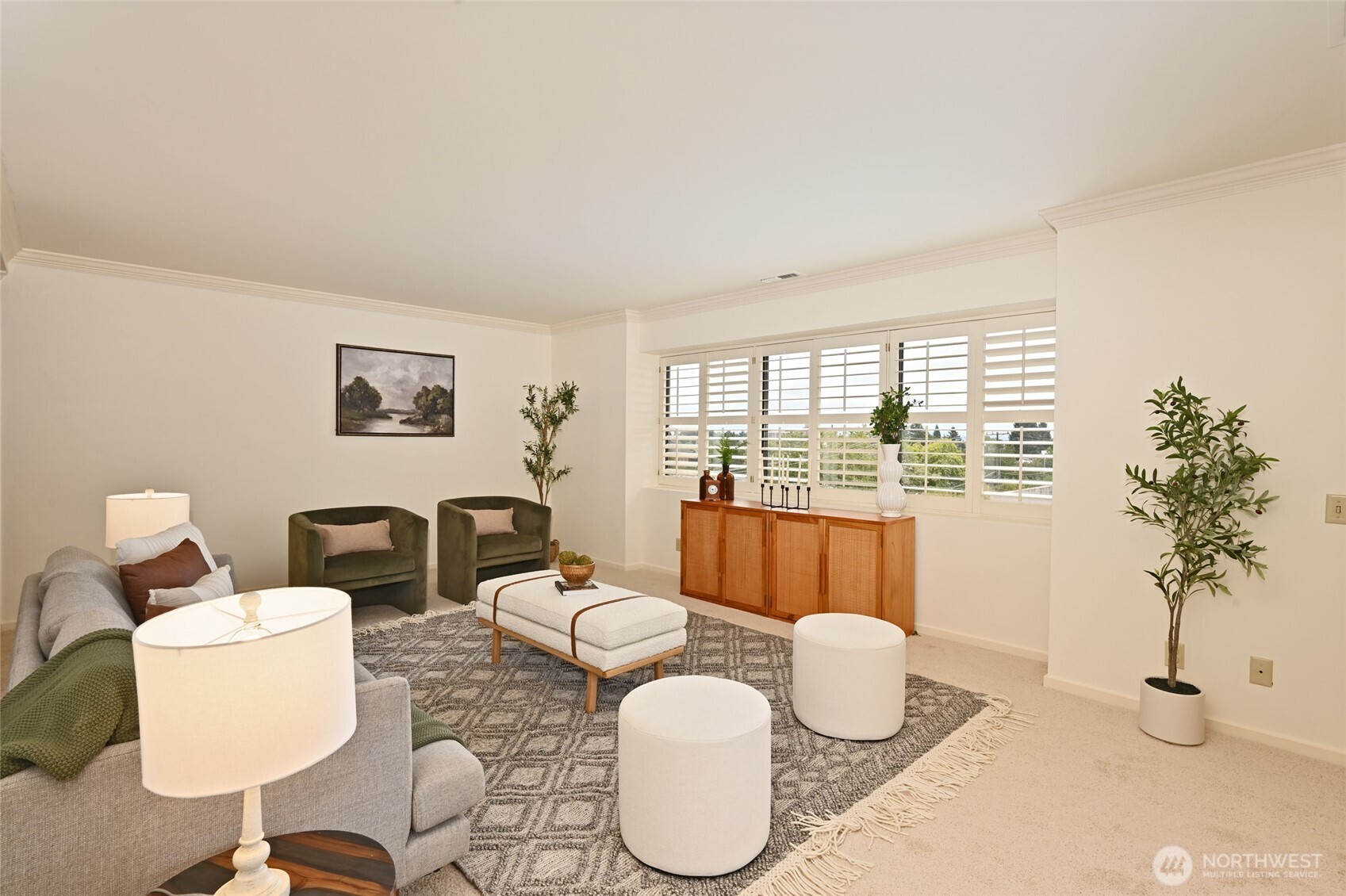 1301 Spring Street, Unit 6D Seattle, WA 98104 - Photo 3 of 29 a living room with furniture a lamp and a potted plant