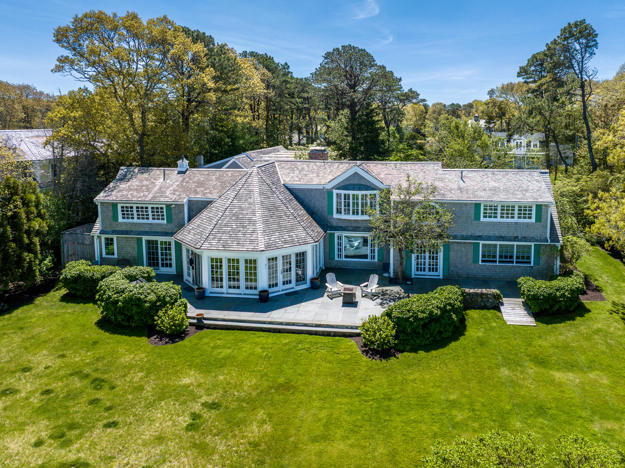 46 Great Bay Road Osterville, MA 02655 - Photo 3 of 54 a aerial view of a house with a big yard and large trees