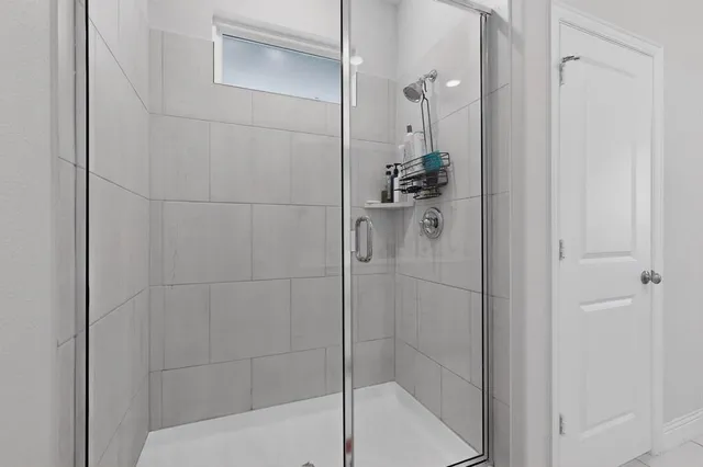 a bathroom with a shower