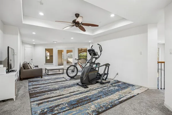 a view of a room with gym equipment