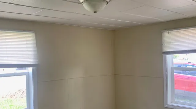 a bathroom with a window