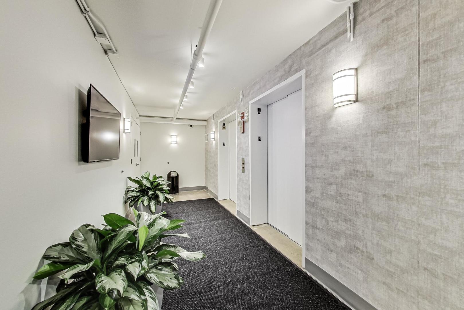 111 South Morgan Street, Unit 510 Chicago, IL 60607 - Photo 20 of 38 a hallway with painting on the wall and a potted plant