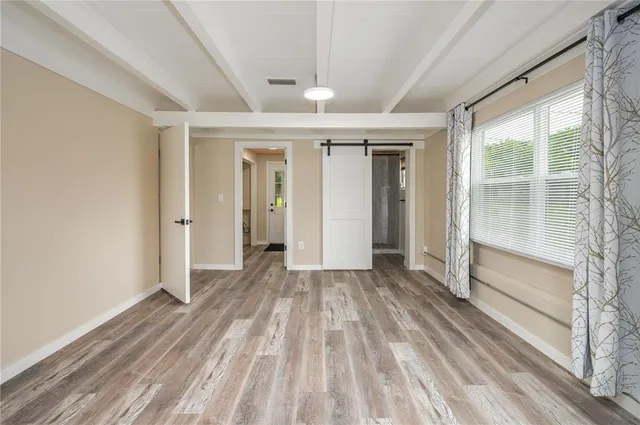 an empty room with windows