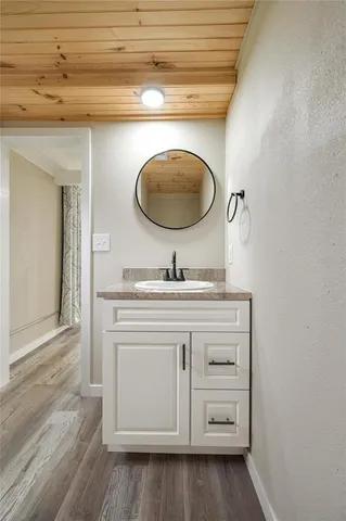 a view of a lake with a city