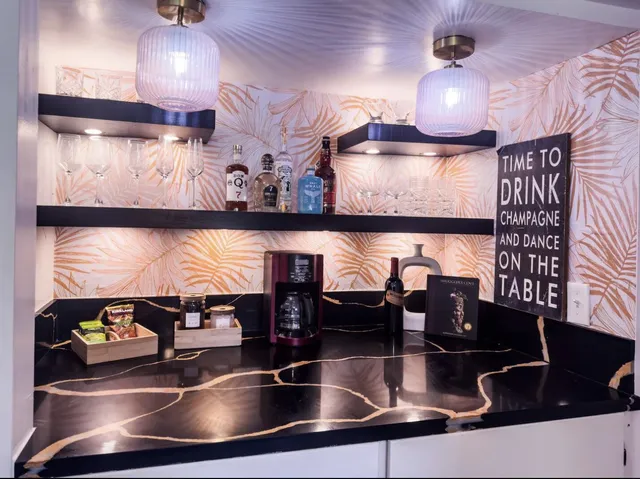 a kitchen with lots of counter top space